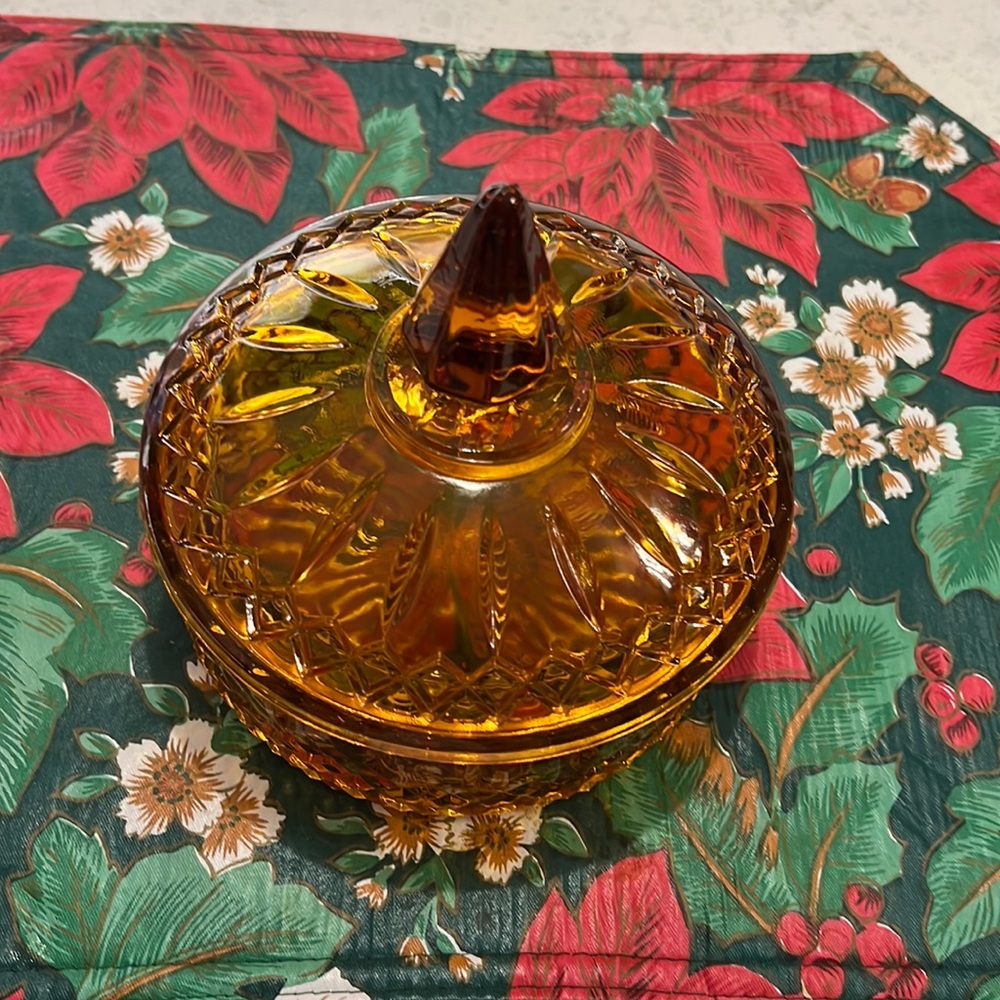 Vintage Indiana glass Amber candy dish